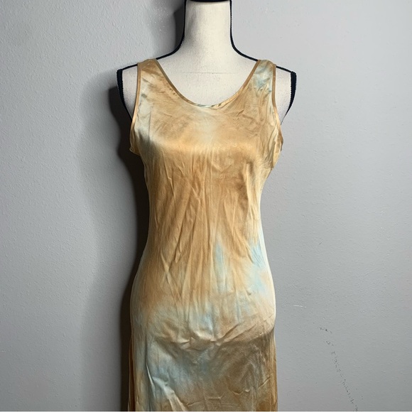 A.L.C Amana Blue Tan Satin Maxi Dress - Picture 10 of 15